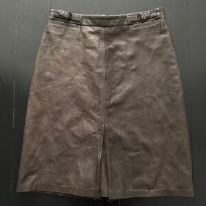 VINTAGE GAP Brown Leather Buckle Skirt